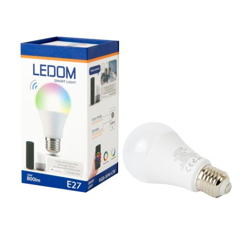 Żarówka LED LEDOM E27 A60 10W RGB WW CW sterowna aplikacją TUYA