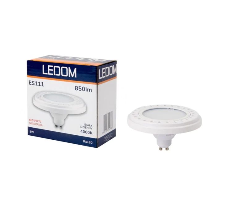 Żarówka LED LEDOM GU10 ES111 9W biała dzienna 120° - biała z pudełkiem
