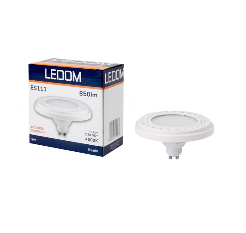 Żarówka LED LEDOM GU10 ES111 9W biała dzienna 120° - biała z pudełkiem