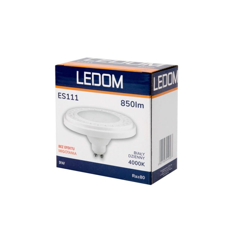 Żarówka LED LEDOM GU10 ES111 9W biała dzienna 120° - białe opakowanie