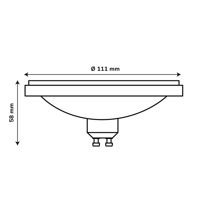 Żarówka LED LEDOM GU10 ES111 9W biała dzienna 120° - biała wymiary