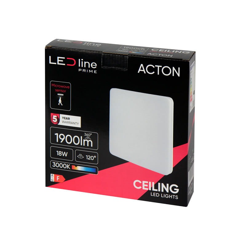 pudełko Plafon lampa LED 18W IP54 3000K z czujnikiem ruchu