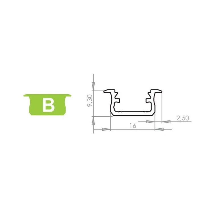 PROFIL typ B 2 m wpuszczany  wymiar