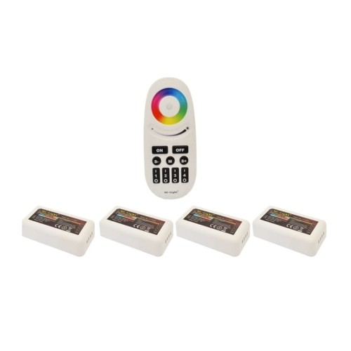 Komplet na 4 strefy - pilot z klawiszami klasycznymi 4 - strefowy LED RGB, RGBW + 4 x odbiornik LED RGB