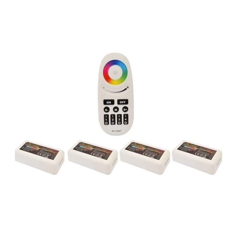 Komplet na 4 strefy - pilot z klawiszami klasycznymi 4 - strefowy LED RGB, RGBW + 4 x odbiornik LED RGB