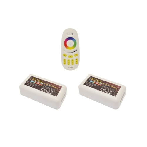 Komplet na 2 strefy - pilot dotykowy 4 - strefowy LED RGB, RGBW + 2 x odbiornik LED RGBW