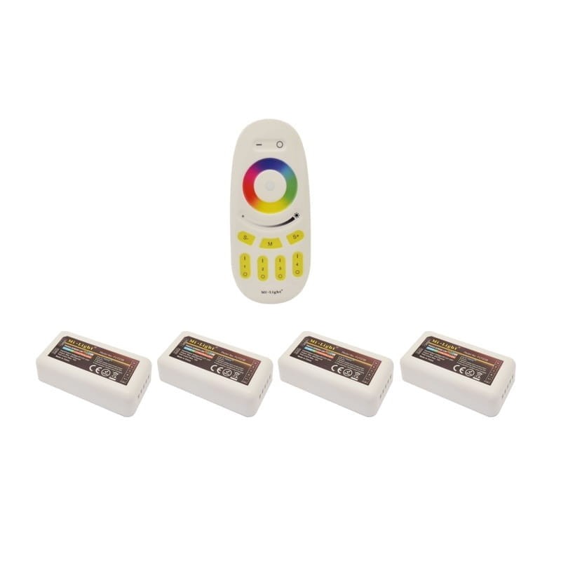 Komplet na 4 strefy - pilot dotykowy 4 - strefowy LED RGB, RGBW + 4 x odbiornik LED RGBW