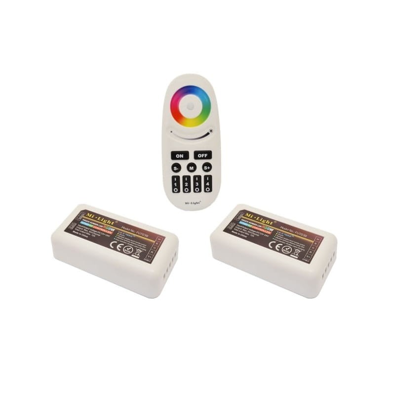 Komplet na 2 strefy - pilot z klawiszami klasycznymi 4 - strefowy LED RGB, RGBW + 2 x odbiornik LED RGBW