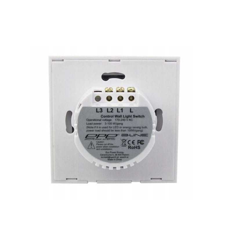 Włącznik ścienny  dotykowy  szklany podwójny 2GW biały 230V