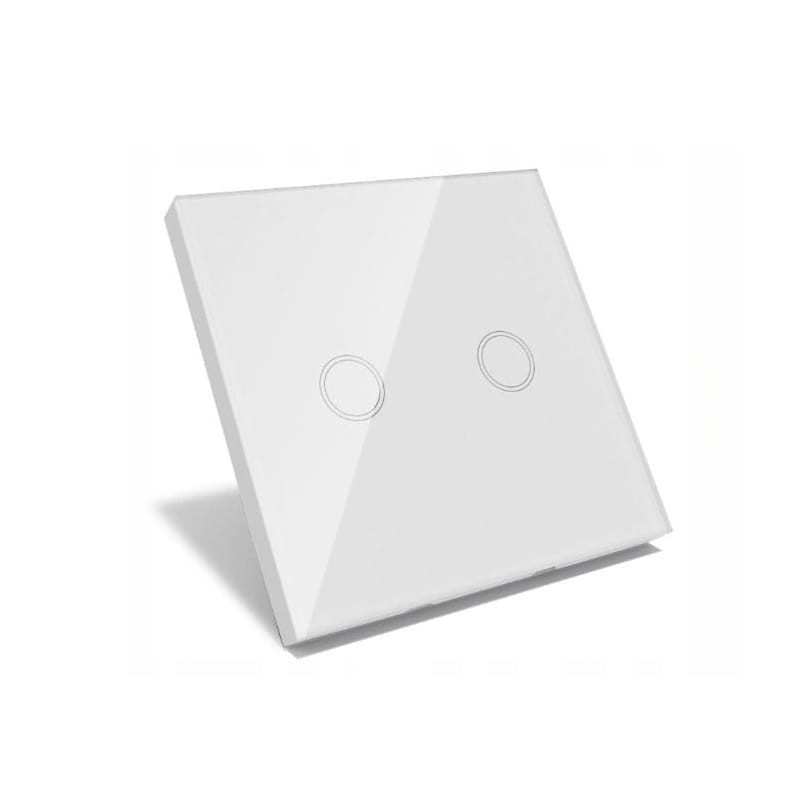 Włącznik ścienny  dotykowy  szklany podwójny 2GW biały