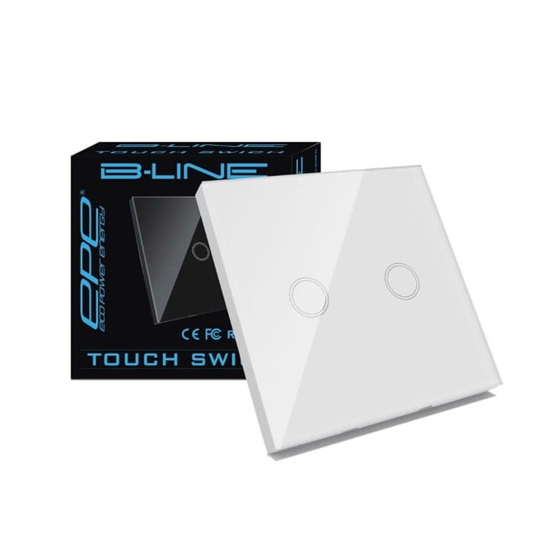 Włącznik dotykowy B-LINE szklany podwójny 2GW biały