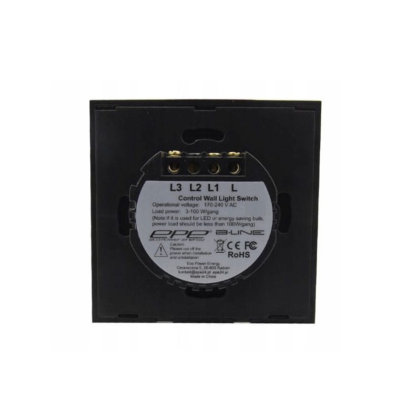 Włącznik ścienny  dotykowy szklany podwójny 2GW czarny 230V