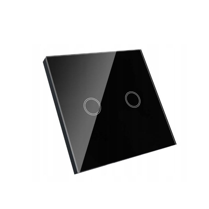 Włącznik ścienny  dotykowy szklany podwójny 2GW czarny