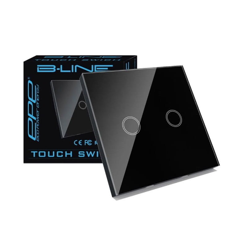 Włącznik dotykowy B-LINE szklany podwójny 2GW czarny
