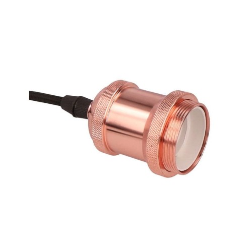 Lampa, oprawa zwieszana pojedyncza E27 aluminium - różowe złoto retro