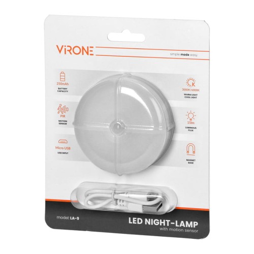 Lampka nocna LED z czujnikiem ruchu, samoprzylepna, ładowalna, 3000/6000K_2