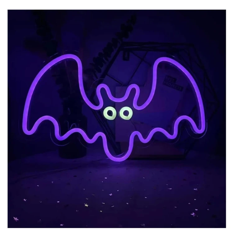 Neon dekoracyjny LED PLEXI NIETOPERZ fiolet NNE14 Neolia + USB załączone