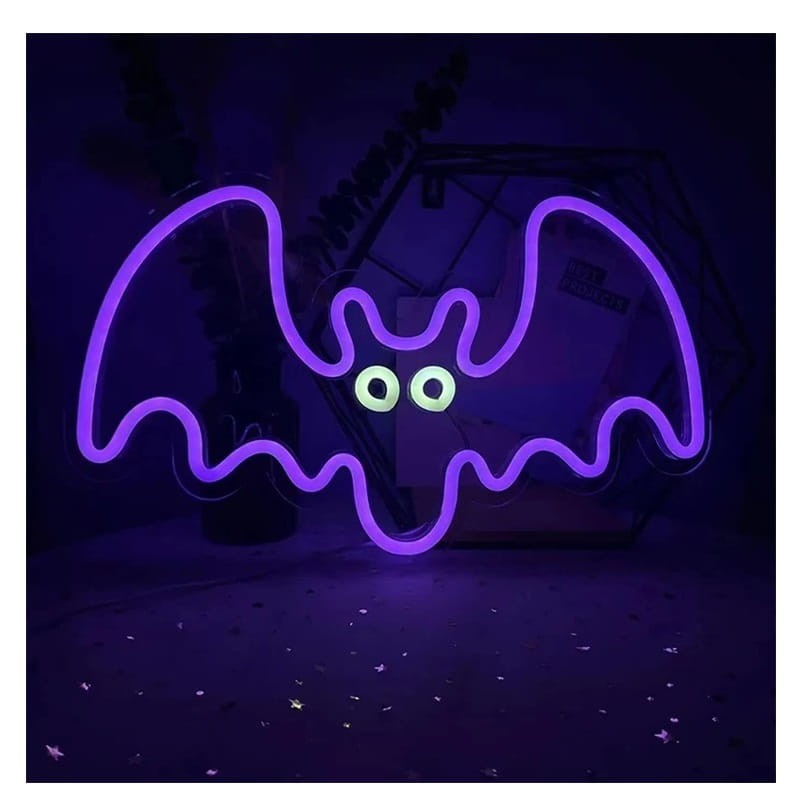 Neon dekoracyjny LED PLEXI NIETOPERZ fiolet NNE14 Neolia + USB załączone