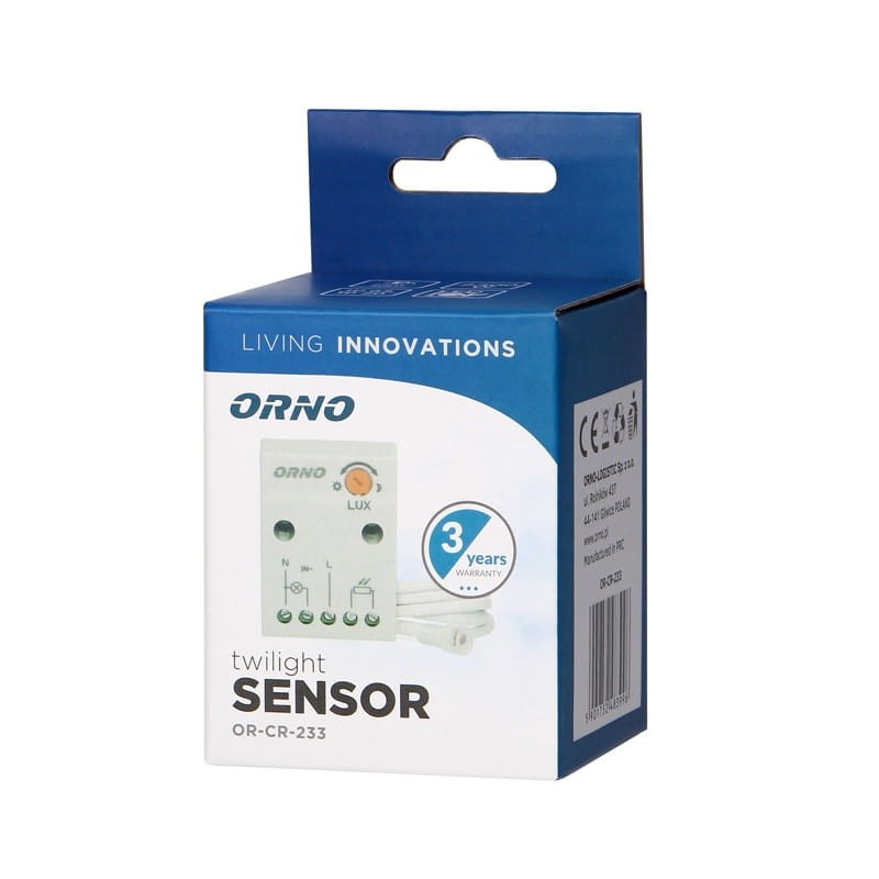 Czujnik zmierzchu regulowany IP65 z zewnętrzną sondą opakowanie