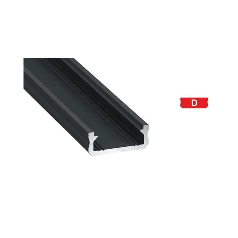 PROFIL do taśmy led  typ D czarny nawierzchniowy płaski