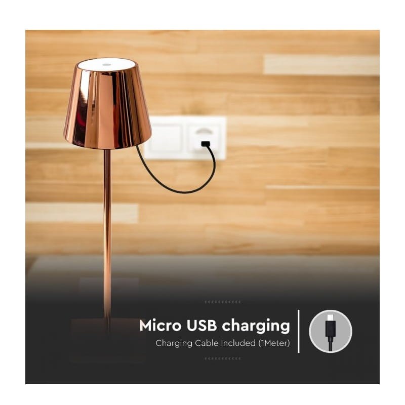 Lampka biurkowa stołowa złota 3W 4000K ładowalna USB