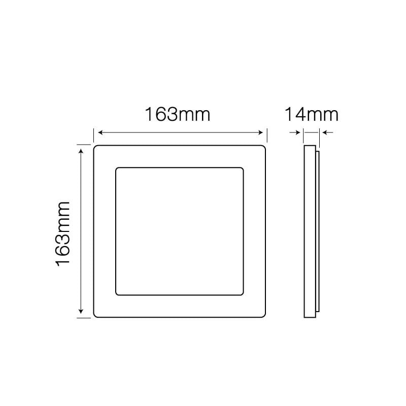 Panel  12W 2700K kwadrat  biała ciepła natynkowy wymiary