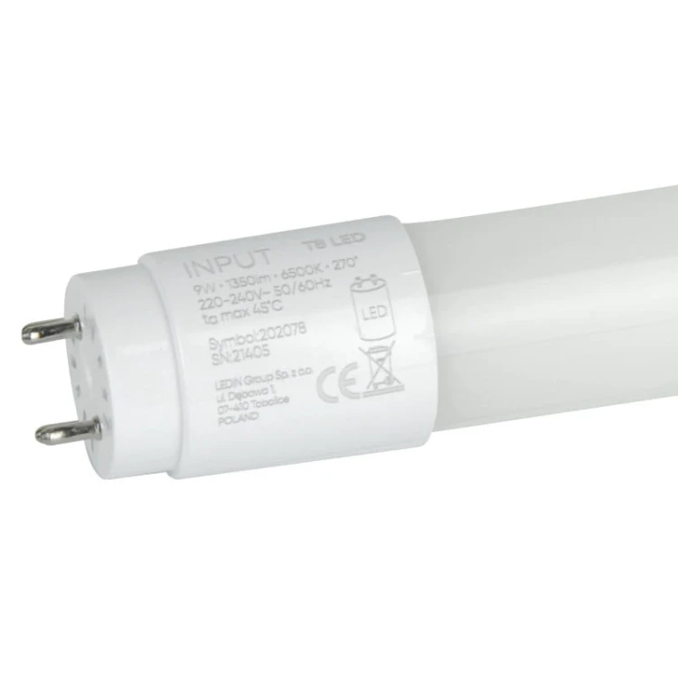 Świetlówka tuba LED T8 9W 60 cm biała zimna - 1-stronne zasilanie_1
