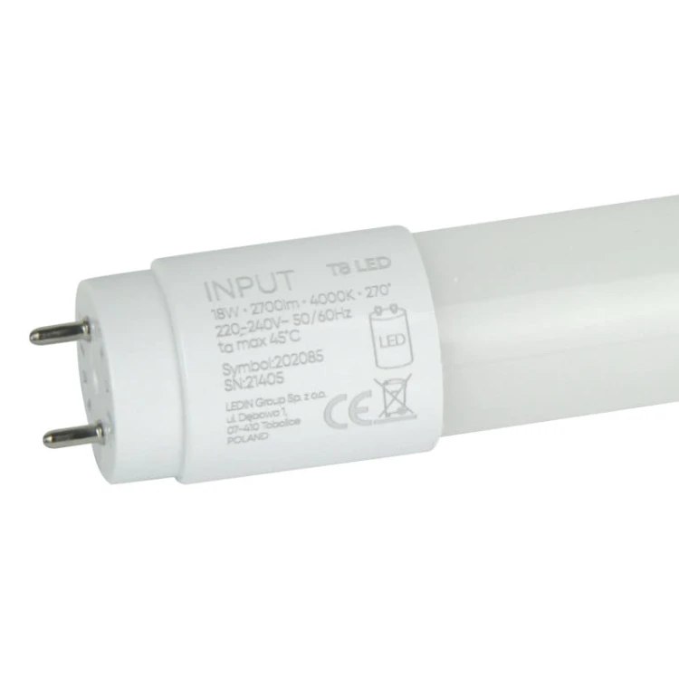 Świetlówka tuba LED T8 18W 120 cm biała neutralna - 1-stronne zasilanie_1