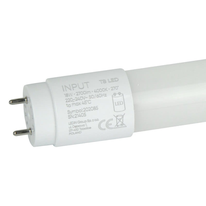 Świetlówka tuba LED T8 18W 120 cm biała neutralna - 1-stronne zasilanie_1