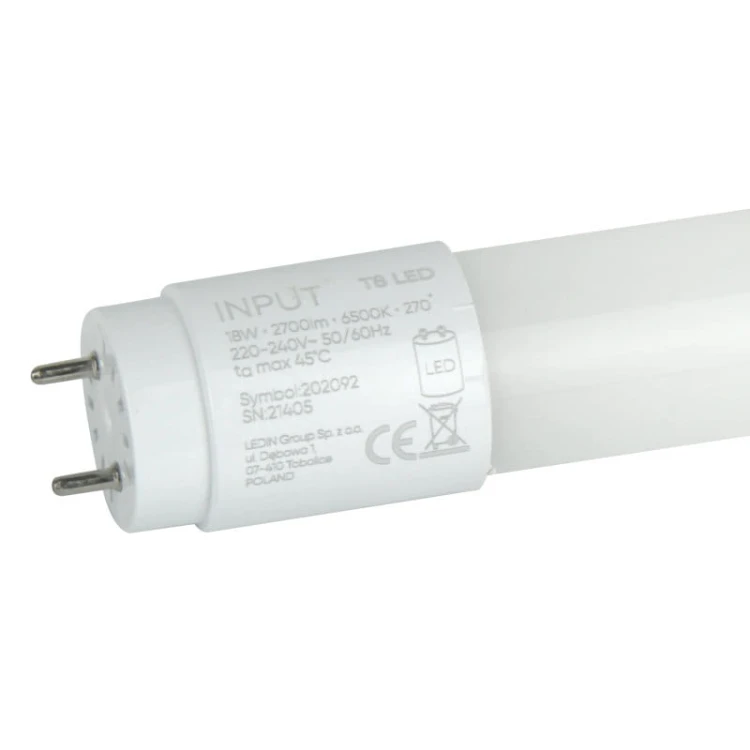 Świetlówka tuba LED T8 18W 120 cm biała zimna - 1-stronne zasilanie_1