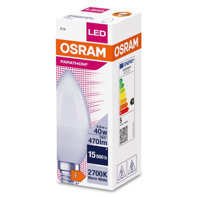 Żarówka LED E14 C37 świeczka 4,9W 2700K biała ciepła_1