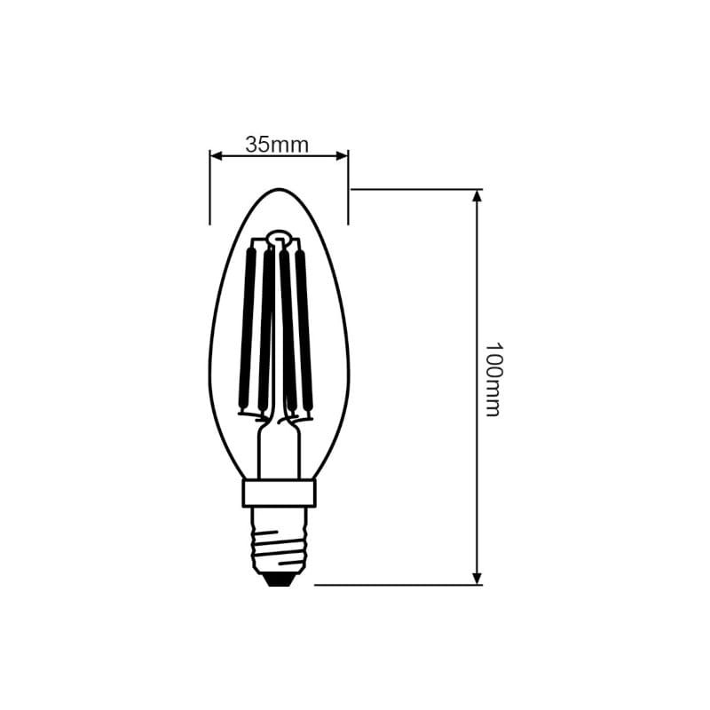 Żarówka LED E14 C37 filament świeczka 4W 2700K biała ciepła_4
