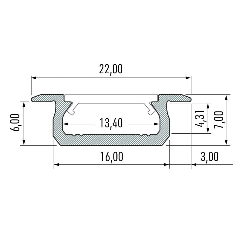 PROFIL typ Z 2m czarny anodowany wpuszczany płytki wymiary