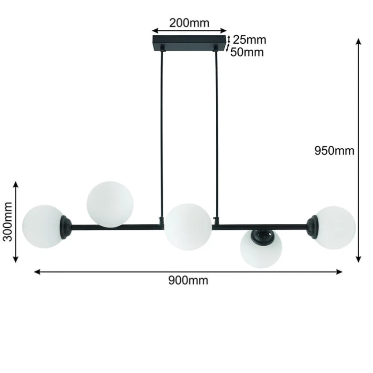 Lampa sufitowa, wisząca 6xE27 PALLE czarna_6