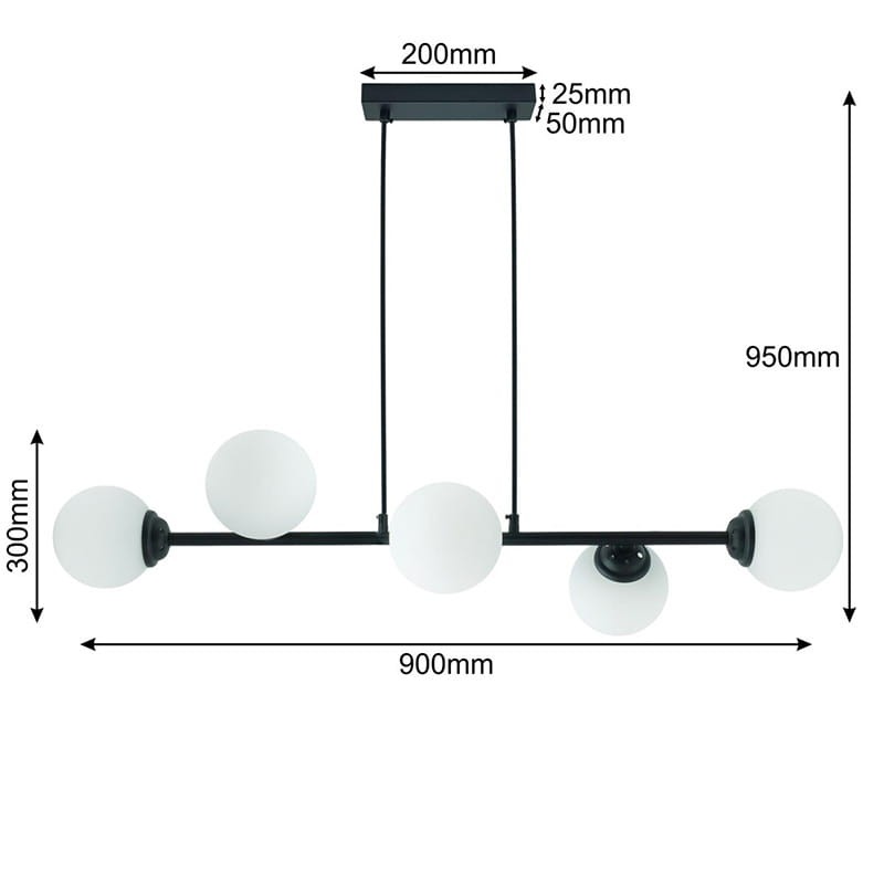 Lampa sufitowa, wisząca 6xE27 PALLE czarna_6