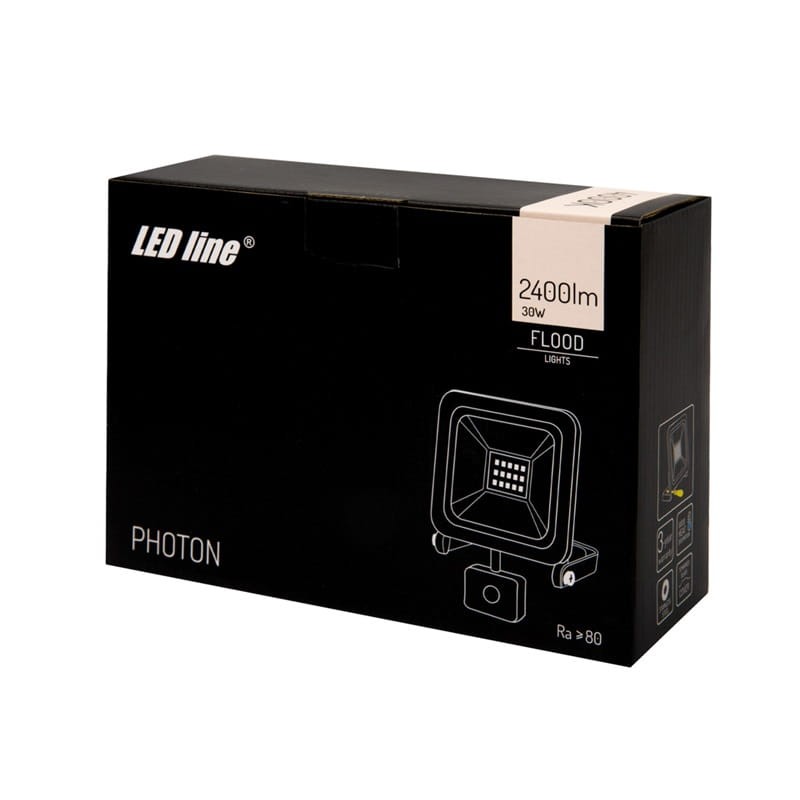 Naświetlacz LED LEDline PHOTON 30W - 4000K czarny z czujnikiem ruchu opakowanie