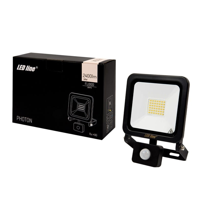 Naświetlacz LED LEDline PHOTON 30W - 4000K czarny z czujnikiem