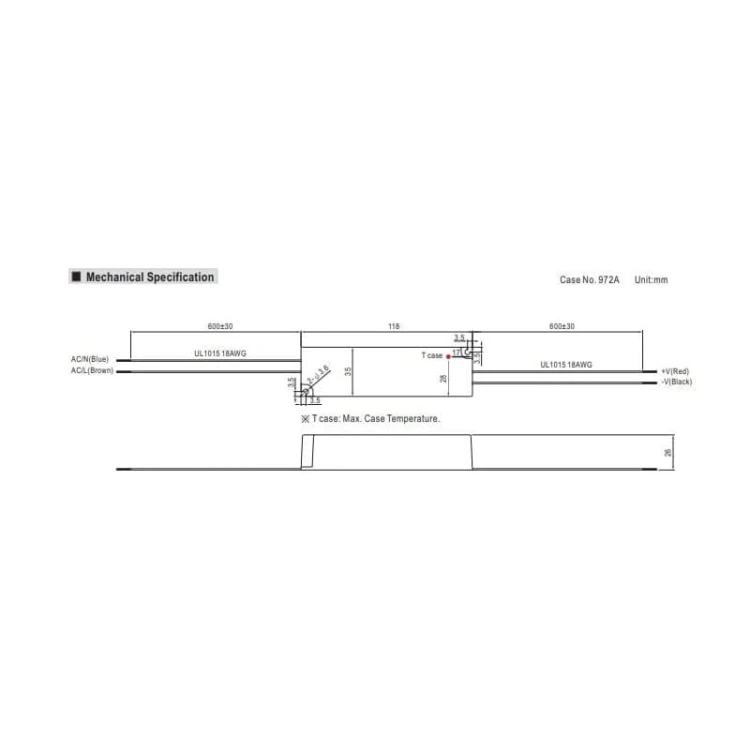 Zasilacz LED MeanWell 20W 12V DC 1,67A hermetyczny schemat