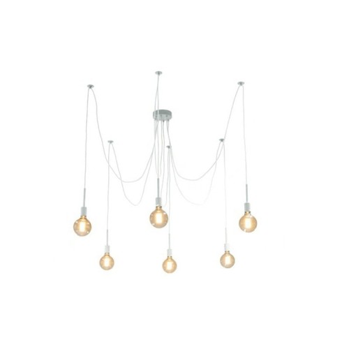 Lampa wisząca Pająk 6 ramienna E27 115 cm biała