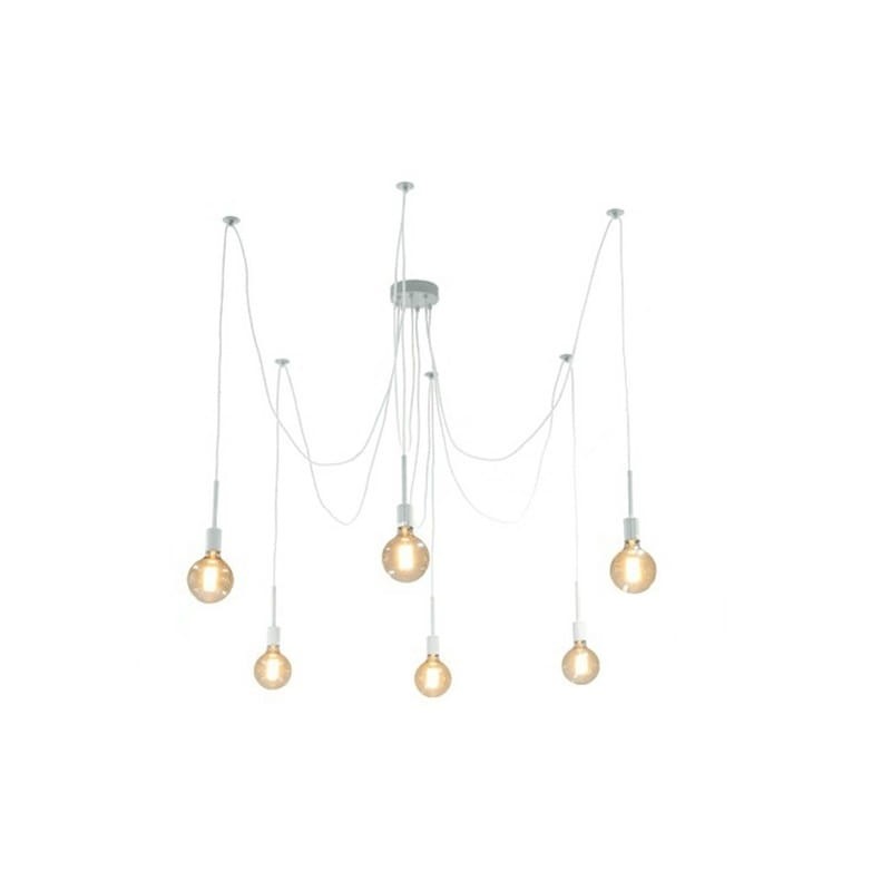 Lampa wisząca Pająk 6 ramienna E27 115 cm biała