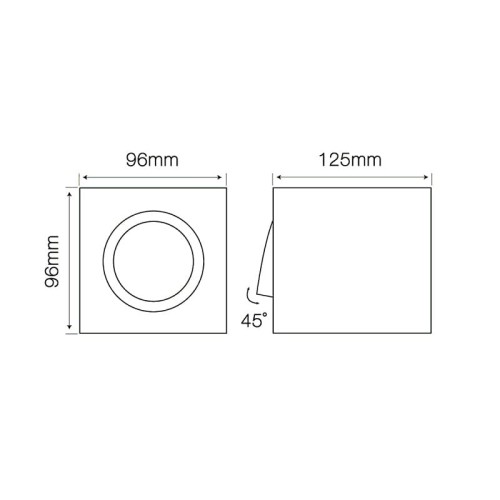 Oprawa sufitowa natynkowa kwadratowa ruchoma GU10 230V CUBO - biały mat wymiar