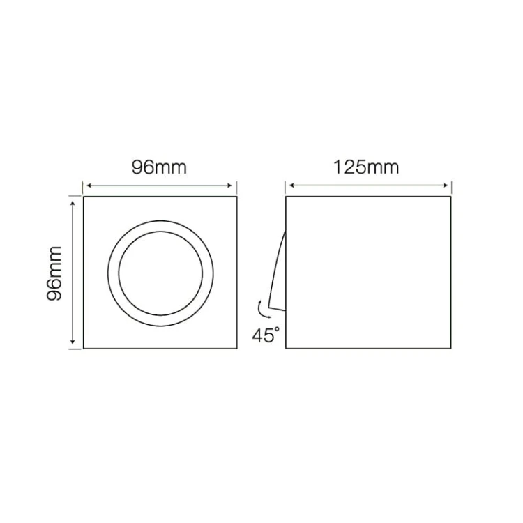 Oprawa sufitowa natynkowa kwadratowa ruchoma GU10 230V CUBO - biały mat wymiar