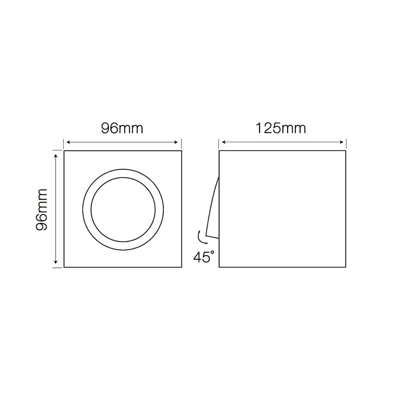 Oprawa sufitowa natynkowa kwadratowa ruchoma GU10 230V CUBO - biały mat wymiar
