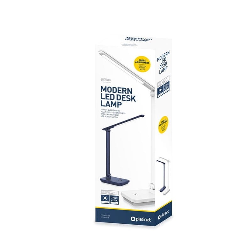 Lampka biurkowa LED 5W dzienna ściemnialna z baterią - biała pudełko