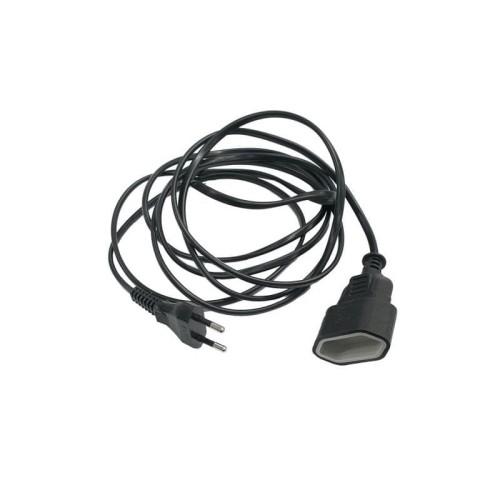 Przedłużacz 230V z płaskim gniazdem i wtyczką 2x0,75mm 3m czarny