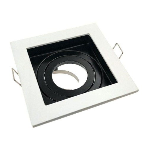 Oprawa kwadratowa ruchoma, odlew, GU10 MR16 podtynkowa - czarno-biała