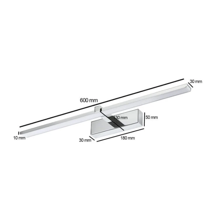 Kinkiet, lampa nad lustro VENUS 12W 60 cm chrom wymiary