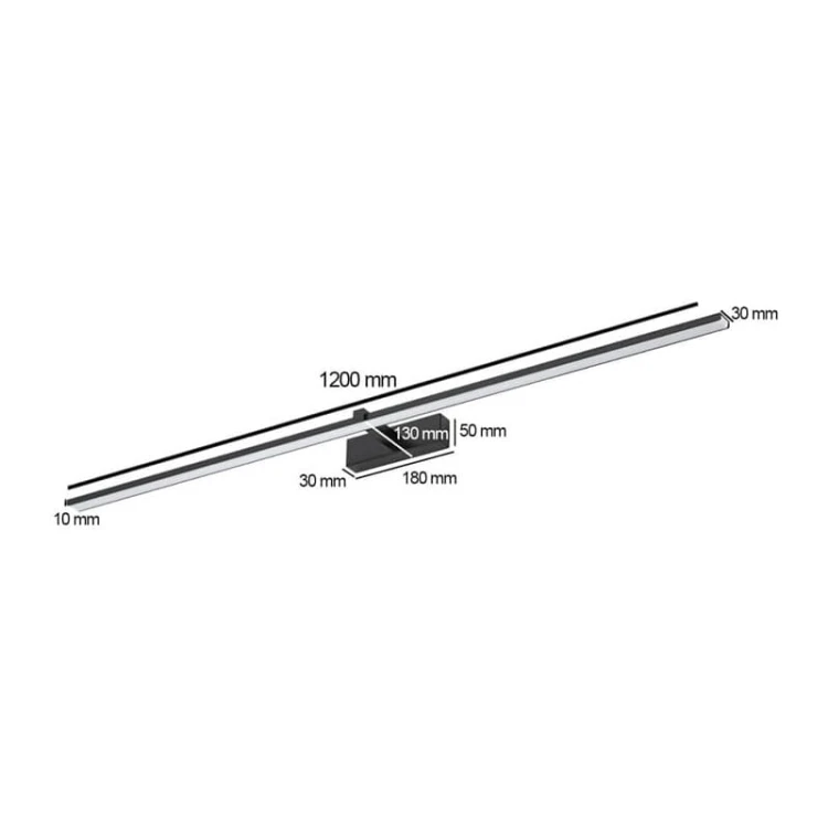 Kinkiet, lampa nad lustro VENUS 24W 120 cm czarna wymiary