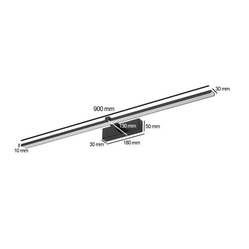 Kinkiet, lampa nad lustro VENUS 18W 90 cm czarna wymiary