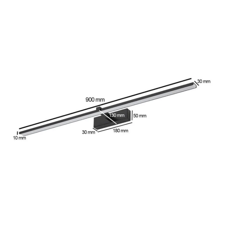 Kinkiet, lampa nad lustro VENUS 18W 90 cm czarna wymiary